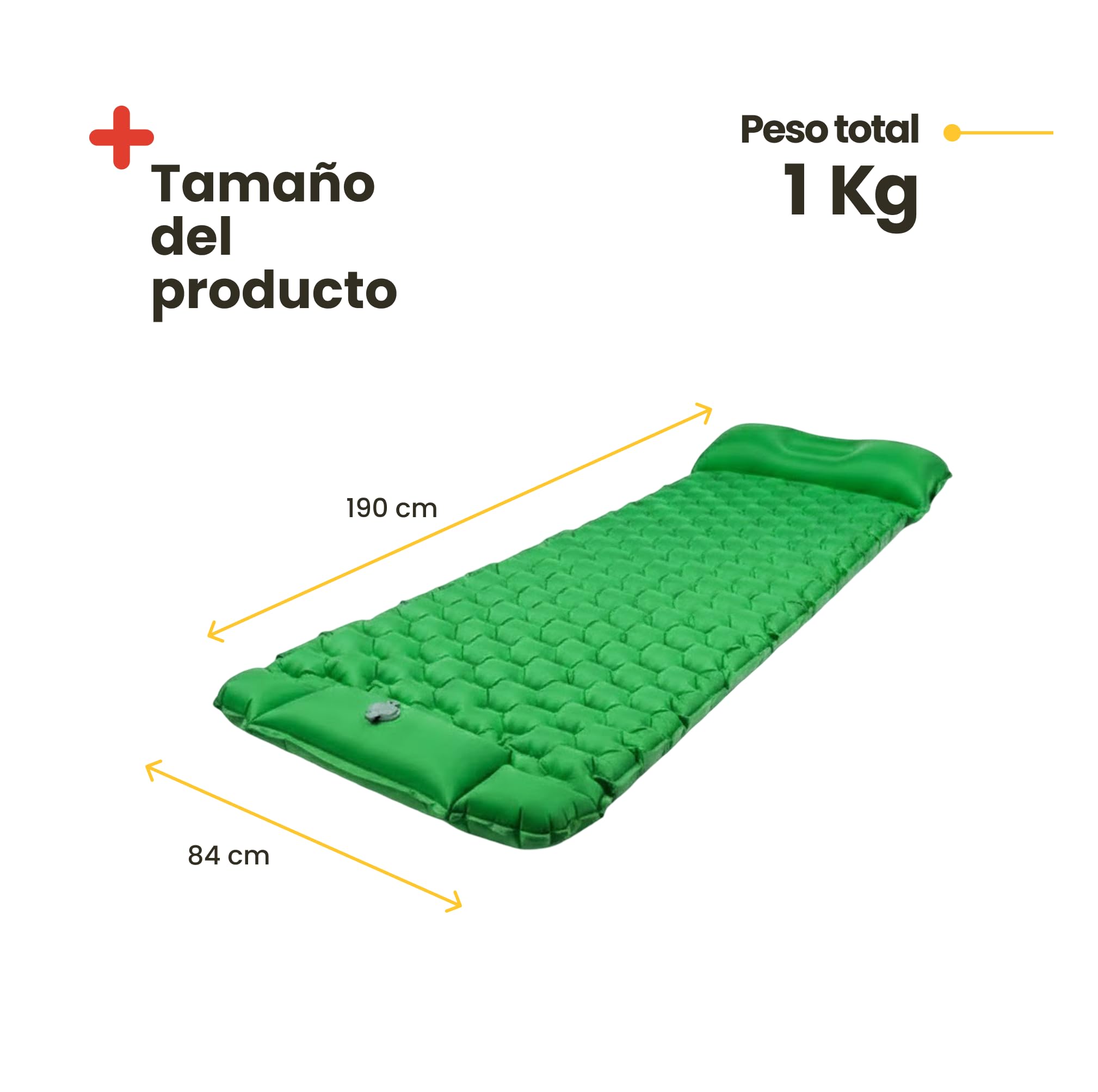 Colchón Autoinflable Individual - Vávula para Inflar Integrada - Inflado Rápido en 1 Minuto, Incluye Bolsa de Viaje para Transporte, Diseño Plegable - Colchoneta Individual Hinchable