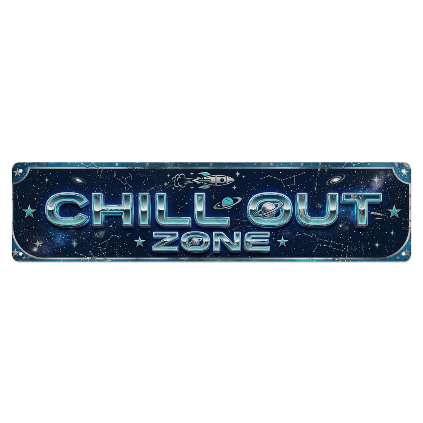 Chill Out Zone Worn Observatory Vintage Metal Tin Sign Wall Decor for Cafe, Club, Garden Metal Poster 4x16Inch