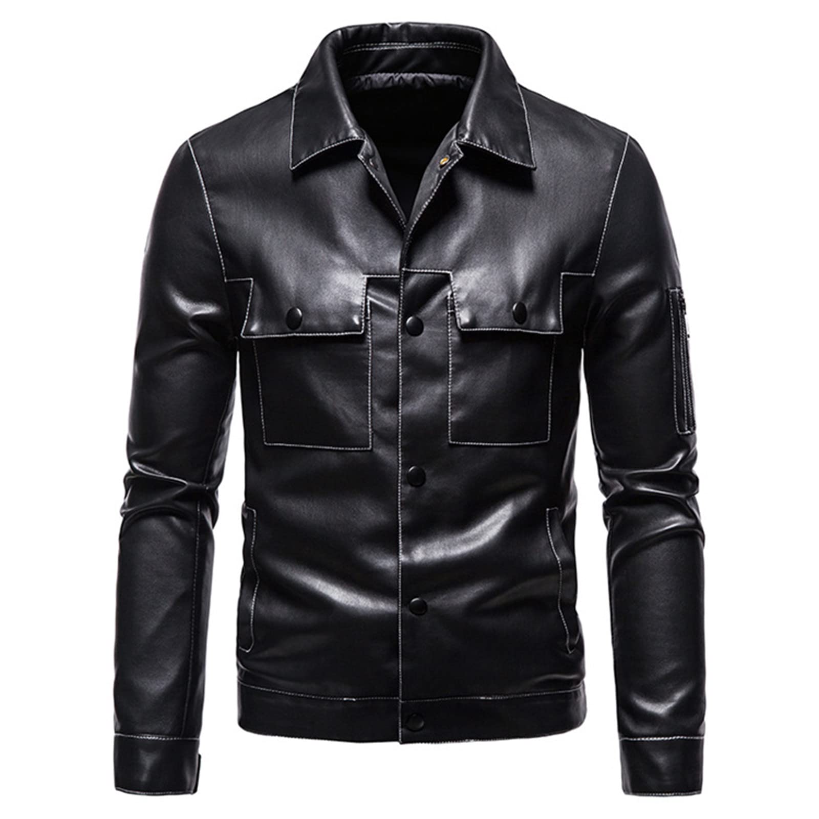 Veste de moto avec fermeture éclair en cuir synthétique premium