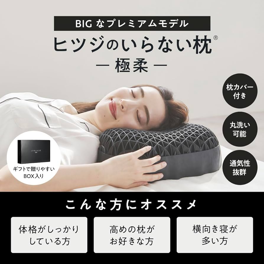 ヒツジ不要のBIG枕 テンセルカバー付き 丸洗いOK