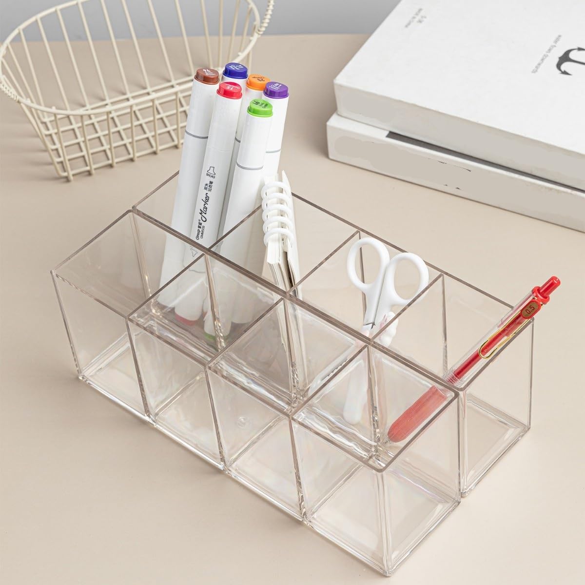 Stifteköcher Stifte Halter Acryl-Stifthalter, 4 Fächer, Make-up-Pinsel-Organizer, Süßigkeiten For Den Schreibtisch, Büro Schreibtisch-Organizer