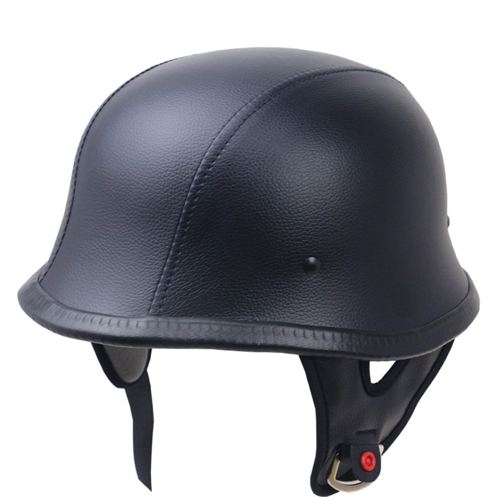 LOVIVER Casco Media Cabeza con Revestimiento Imitación Piel y Bor Inferior para Recorridos Tranquilos y Rutas s Sencillas, Cuero Negro, M