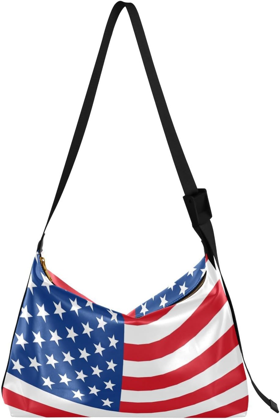 American Flag Crossbody Bag for Women Men with Adjustable Strap PU Leather Shoulder Hobo Purse Bag 20822240
