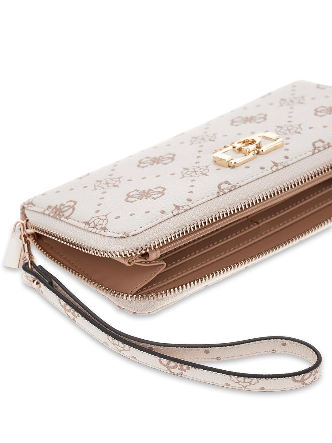 GUESS portafoglio Emelie Logo SLG Zip Around Wallet Vanilla Logo avorio