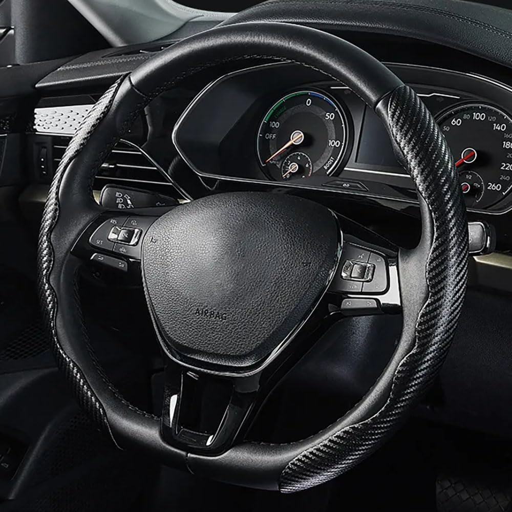 Housse De Volant Cuir/carbone Pour Mazda - Modèles 3, 5, 6, CX-3, CX-5, Etc. - Antidérapante Et Confortable
