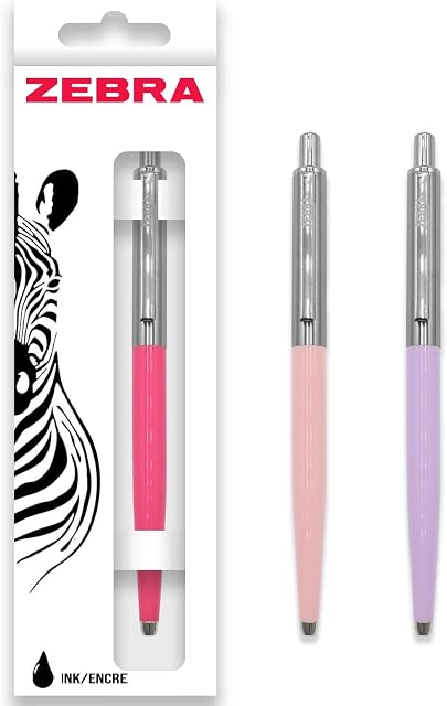 Zebra Pen 901 Retractable Ballpoint Pen - Medium Point 1.0mm Nib - Black Ink - Deep Pink, Pastel Pink & Pastel Purple - Pack of 3