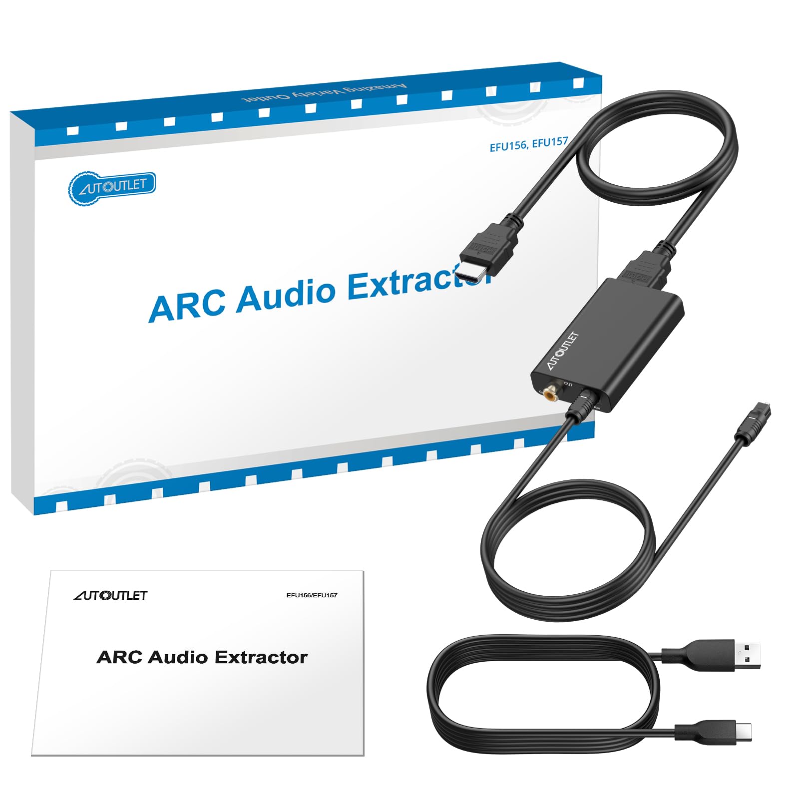 AUTOUTLET Extracteur Audio HDMI ARC 192 KHz, Adaptateur ARC 1M Optique, Répartiteur Audio pour Amplificateur Barre de Son Système H