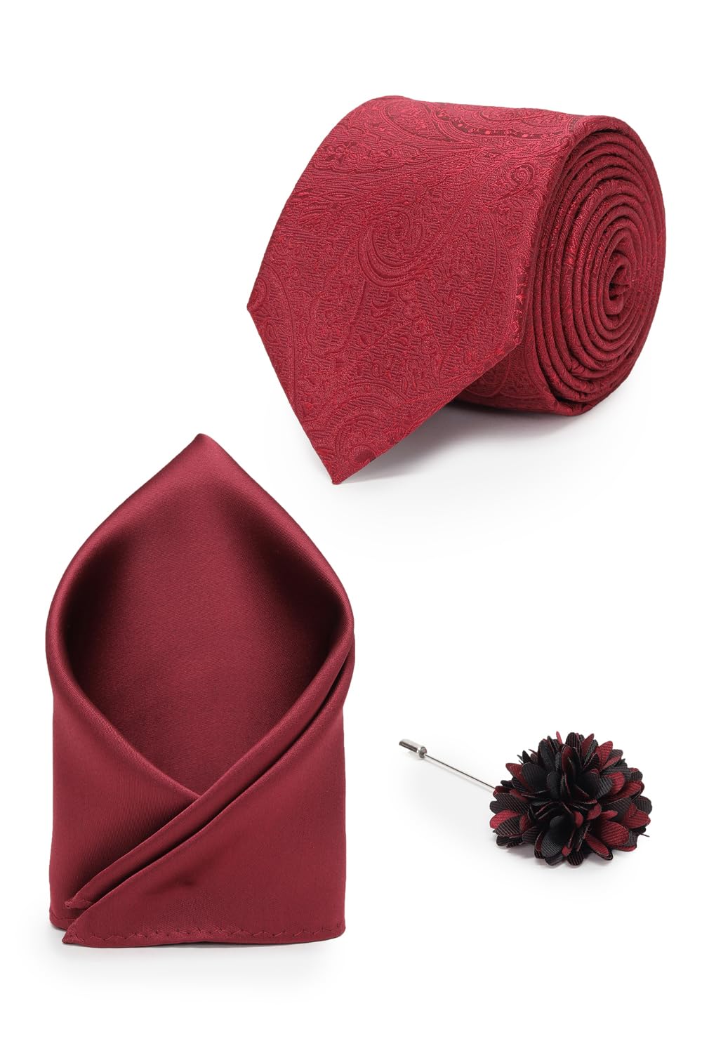van heusen Men Red Party Tie Pocket Square And Lapel Pin-picture-26