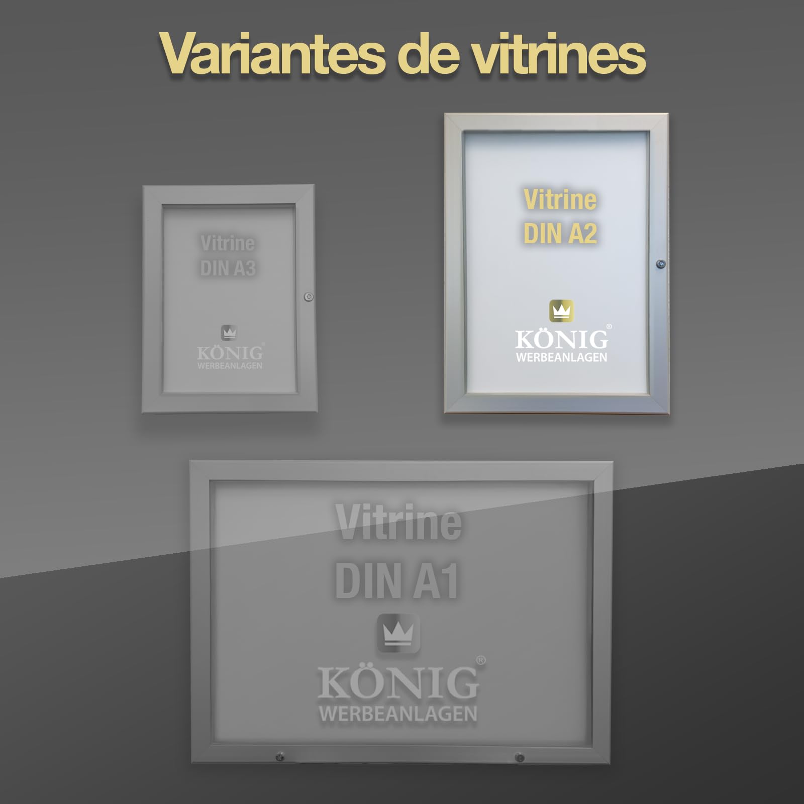 Vitrine d’affichage verrouillable Keitum Economy 4 x A4 | format paysage 515 x 687 mm | intérieur/extérieur | serrure | acrylique 2 mm | aluminium anodisé argent