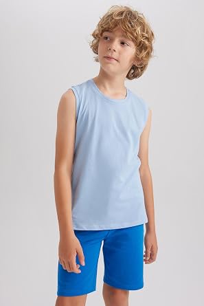 DeFacto %100 Pamuk Bisiklet Yaka Basic Atlet Erkek Çocuk B0669A8NS