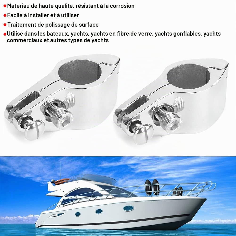 Lot de 2 Pinces Coulissantes Bimini à Mâchoire Supérieure en Acier Inoxydable - Raccords de Pont pour Bateaux, Yachts et Yachts Gonflables - Matériel Marin Résistant