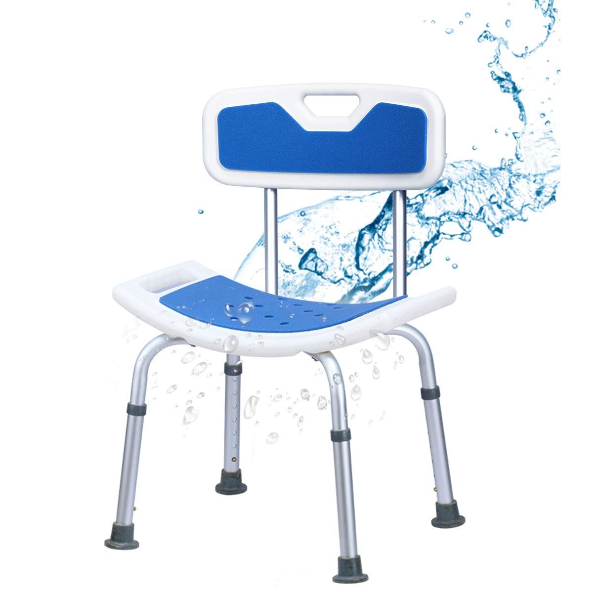 Buy COSTWAY Shower Chair with Backrest and Handles, Height Adjustable