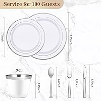 Vista 22 de BESTVIP 175 PCS Gold Dinnerware Set for 25 Guests, Plastic Dinnerware Set for Party, Wedding, Christmas, Halloween, Include: 50 Plastic Plates, 25