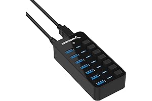 Sabrent 4-Port Premium Aluminum USB 3.0 Hub with Individual Power Switches and LEDs