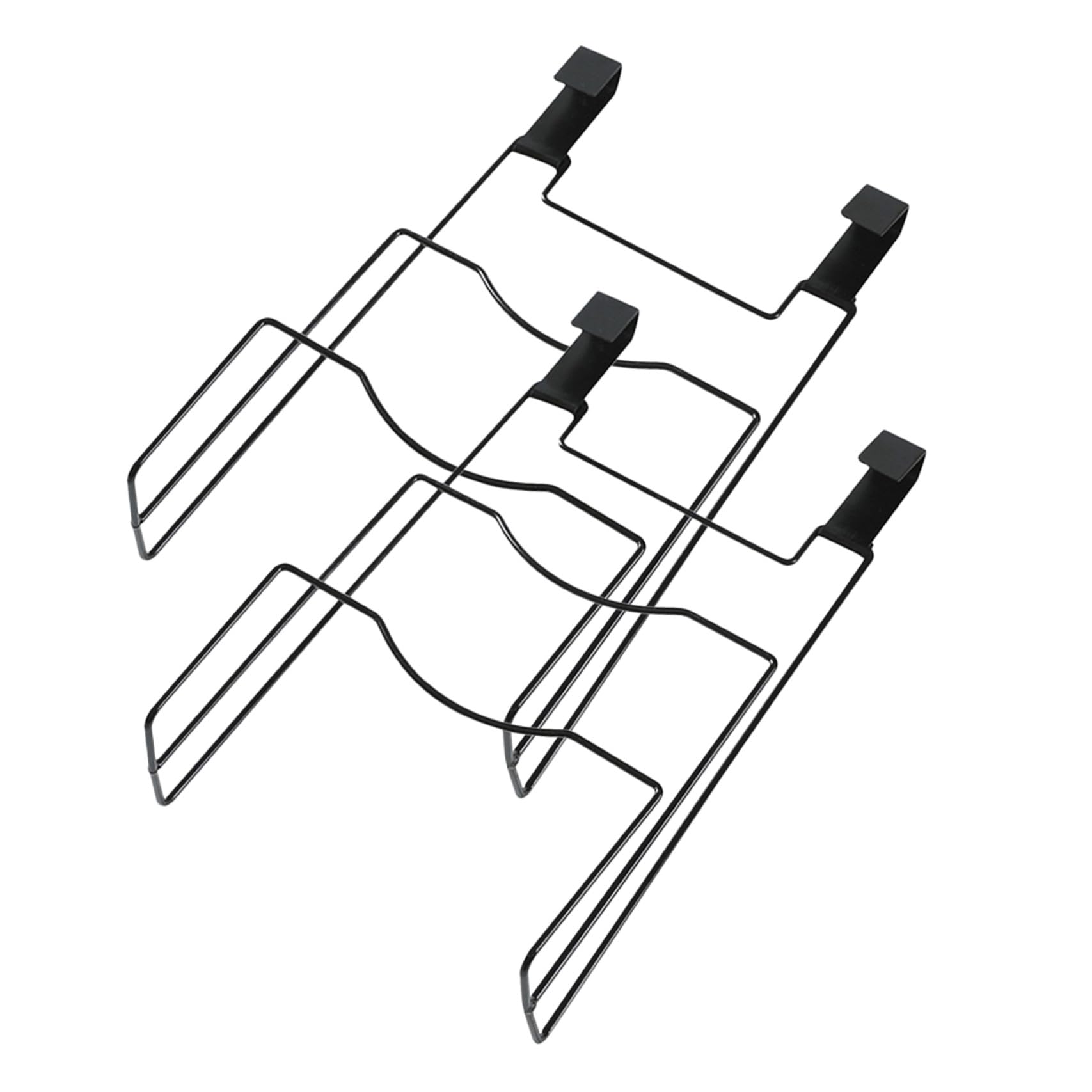 2 Stück pack Topfdeckelhalter Türhänger aus Metall Platzsparender Küchen Organizer mit Abtropffunktion Schwarz für Schranktüren und Schneidebretthalter