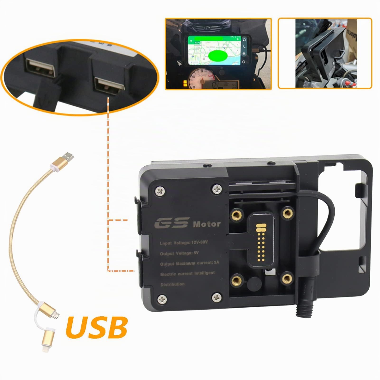 Accessoires de Support de Navigation pour Téléphone Portable avec Chargeur USB pour BMW R1200GS LC et Adventure S1000XR R1200RS