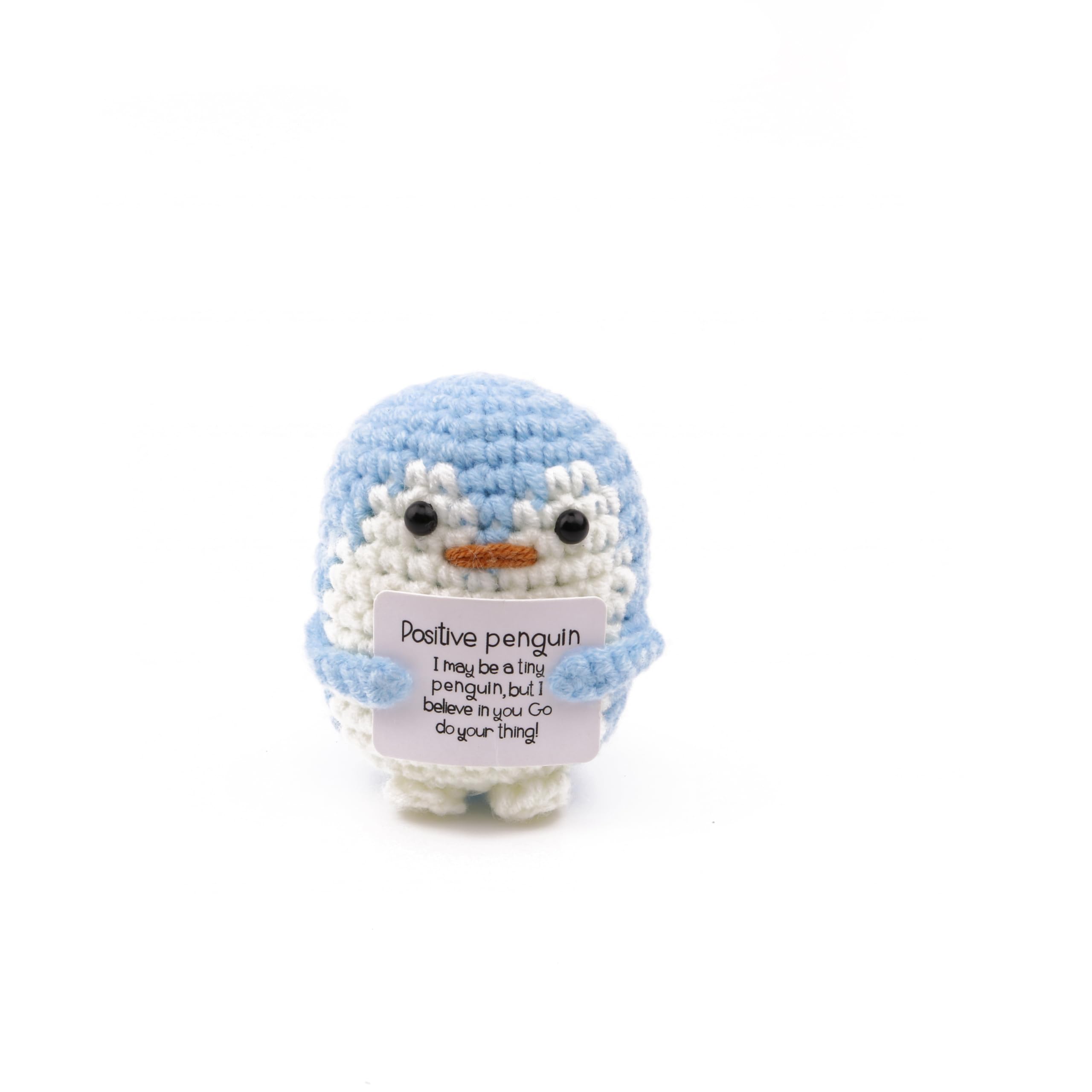 caiyjhao Crocheted Penguin Dolls with Encouragement Cards, Hand-Knitted Cute Penguin Jewelry Gifts for Adult Friends Room Office Desktop Car
