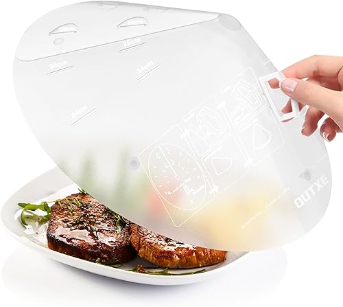 OUTXE - Paquete de 2 fundas universales para salpicaduras de microondas, tapa ajustable para microondas para alimentos, cubierta de plástico para