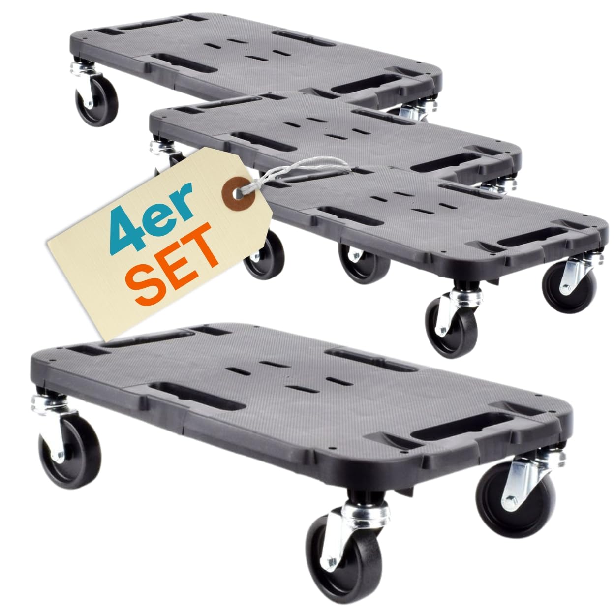4er Set Transportroller Rollbrett Transportrollen Rollbrett Werkstatt Pflanzen Rollbretter Transport Möbelrollen flach Pflanzenroller eckig Transporthilfe mit Rollen 48