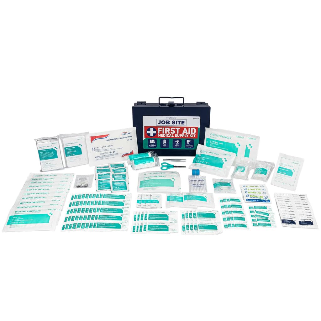 Kit de primeros auxilios de metal para el lugar de trabajo y contratistas, cumple con OSHA, estuche resistente para camiones de trabajo, flotas, renovaciones, industriales y construcción, kit de
