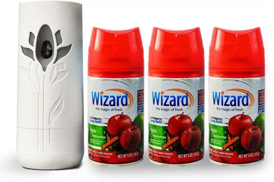 Wizard Automatic Spray Refill and Holder Kit, Air Freshener for Home and Bathroom, Fresh Pick Lavender, 5 Oz,3 Count