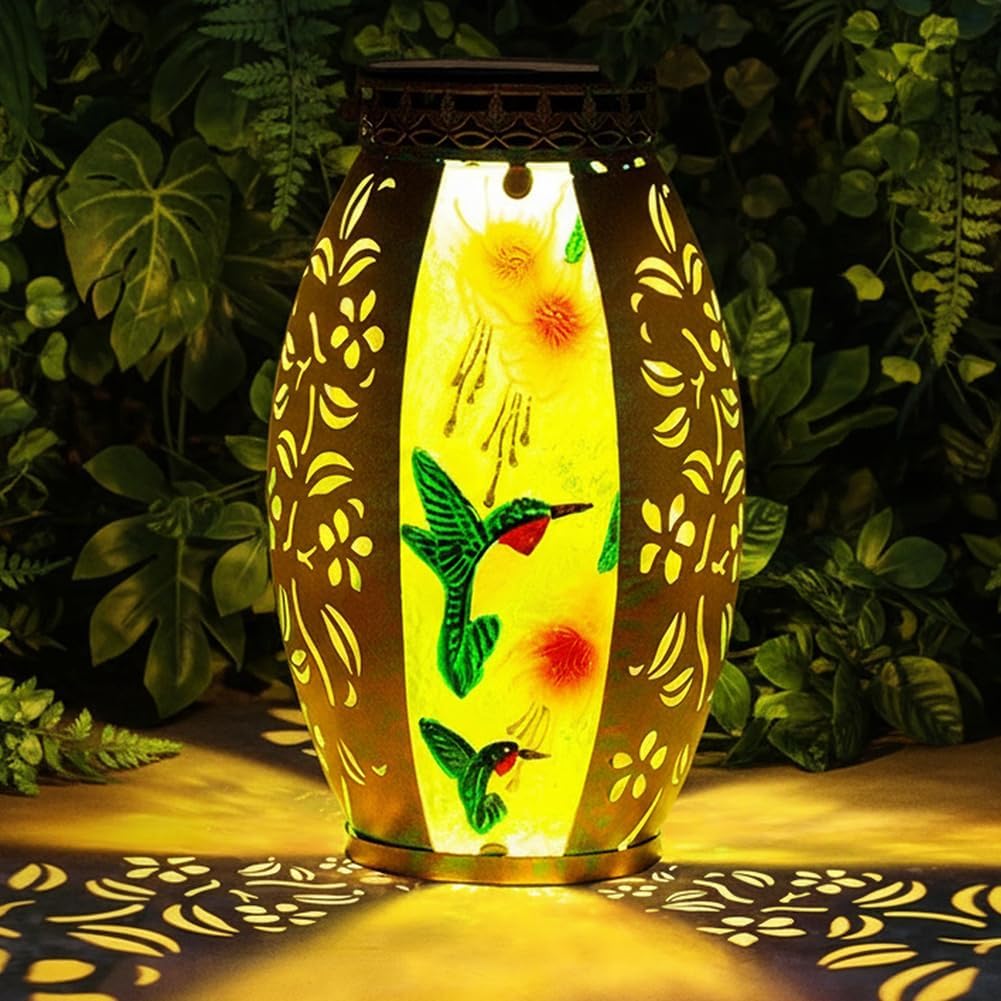 STARSOUL Solar Lantern Outdoor Waterproof, Hanging Solar Lantern for Patio Garden Yard Decor, Hummingbird Garden Decor, Hummingbird Gift for Women