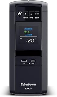 CyberPower CP1000PFCLCD PFC Sinewave UPS System, 1000VA/600W, 10 Outlets, AVR, Mini-Tower
