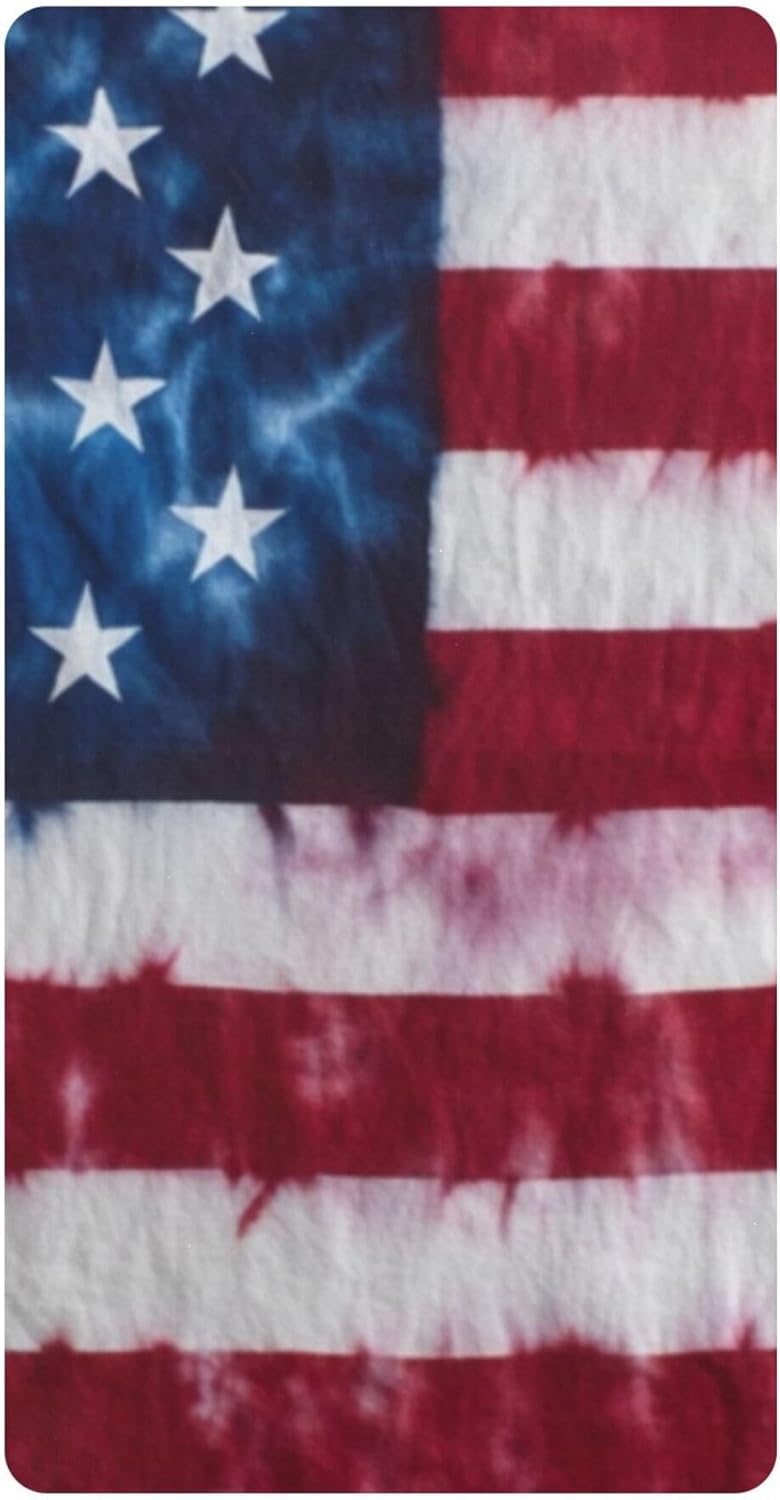American Flag Tie Dye Crib Sheets Soft Breathable Fitted Cotton Baby Crib Sheets Mattress Cover for Girl Boy, 52" x 28" x 9"