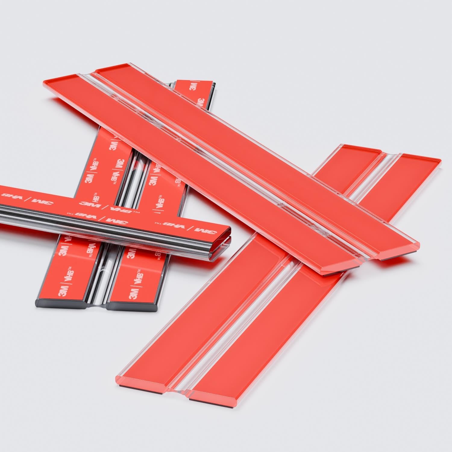 4 x 200mm Flexible Hinges - No glue required, Self Adhesive, Low profile, Transparent, Acrylic Piano Hinges, (7 7/8 in) -4 Pack-