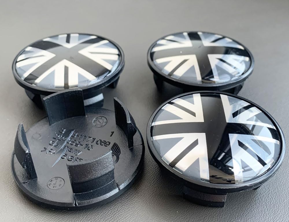 CARSA 4PCS 54mm/2.13In England Flag for Mini Wheel Center