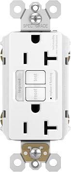 Legrand Radiant Night Light GFCI Outlet, Tamper-Resistant Self-Test Duplex with Cool Touch LED, GFCI Outlet for Bathroom, 2097NTLTRW, 20 Amp, White
