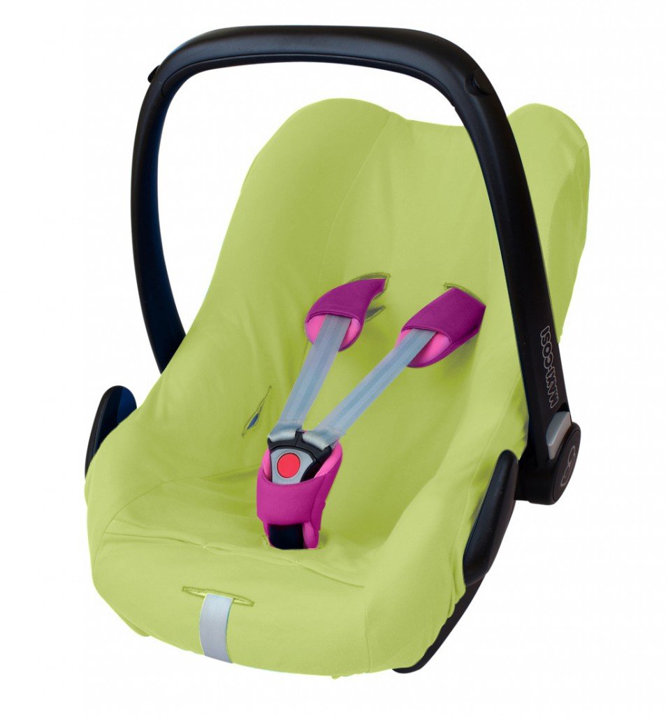 ByBoom® - Fodera estiva/fodera protettiva cotone al 100%, fodera universale per ovetto, seggiolino auto, p.es. per Maxi-Cosi CabrioFix, Pebble, City SPS, Colore:Lime