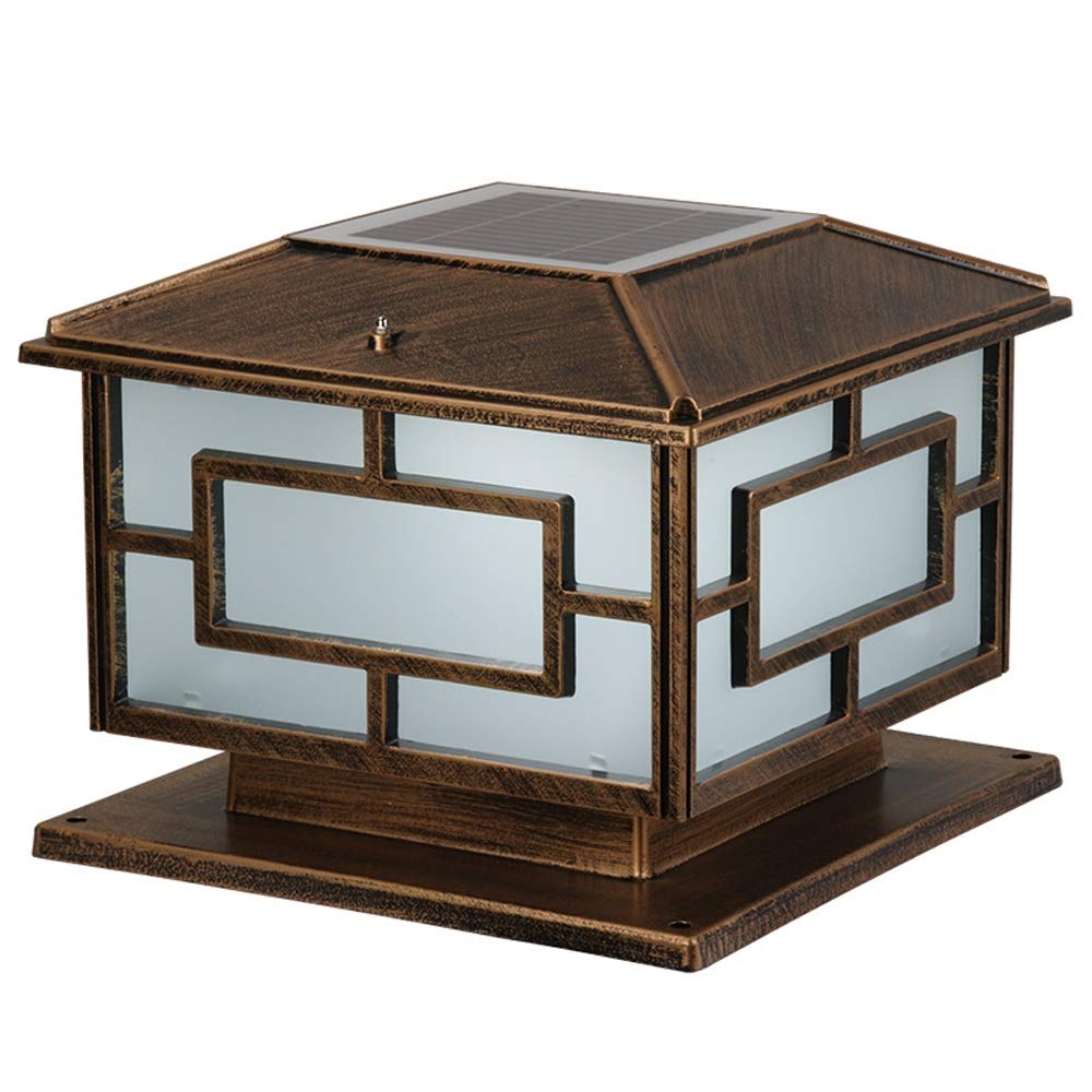 ZXTIIEUF Post Lights Outdoor Vintage Solar Energy Column Light Column Headlight Wall Light Outdoor Waterproof Door Column Light Outdoor Garden Light Bright Solar Light Warm Light Deck Patio