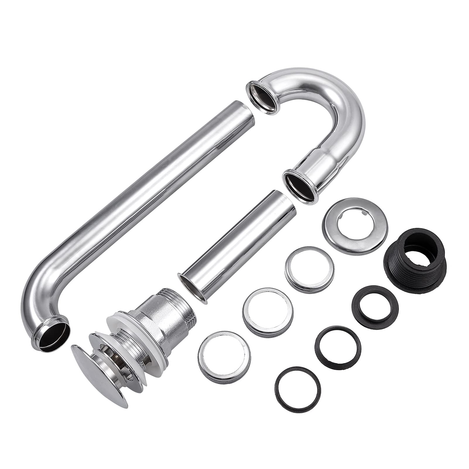 Siphon Ppop-up Ddrain Valve Vidange avec Kit De Débordement pour 42-46mm Fit pour Tous Les Éviers Communs 201 en Acier Inoxydable Exquis