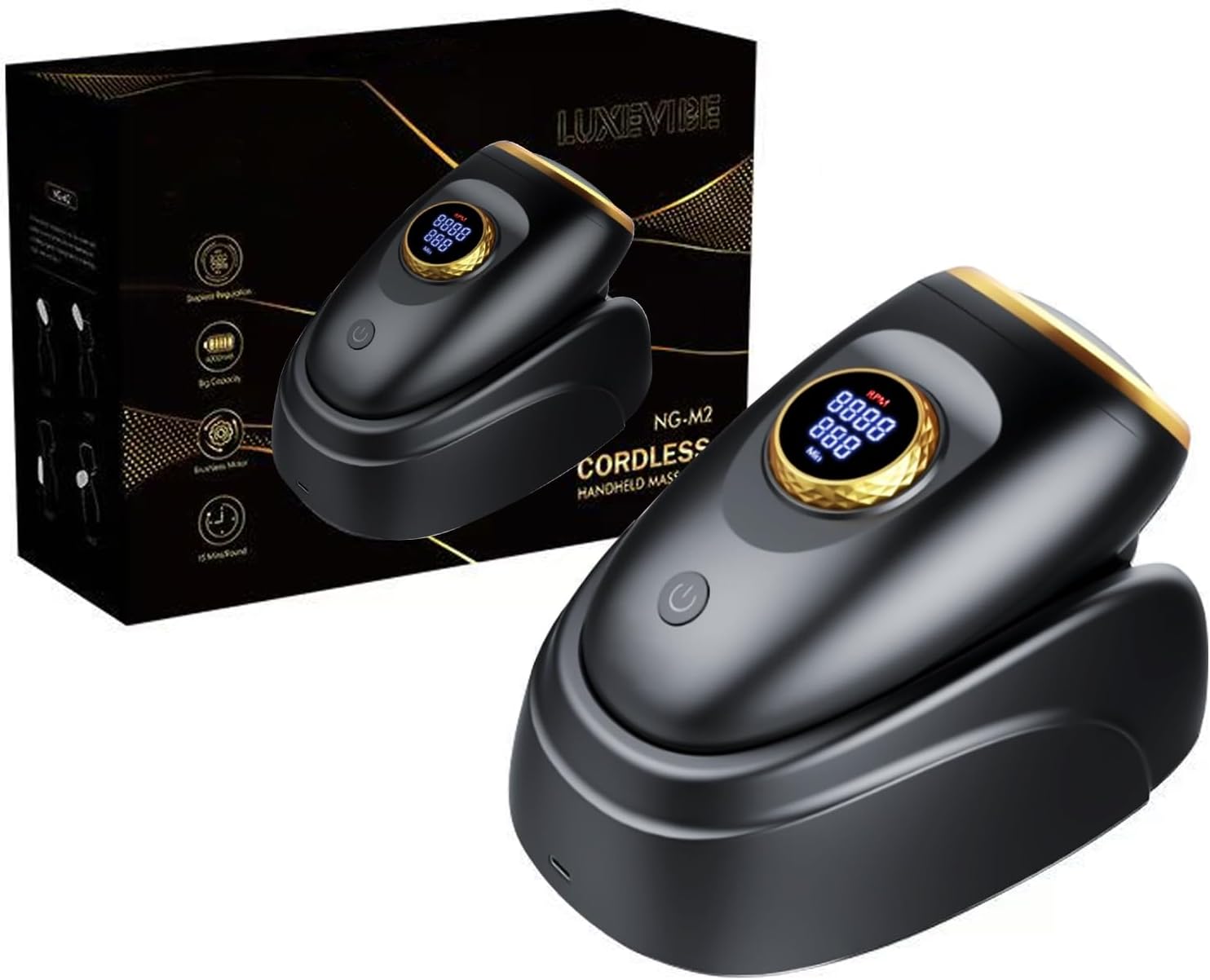 Professional Haircut Massager/Cordless Handheld Massager, Vibration Neck/Legs/Hands/face Massager, 2 Massage nodes 4000AMH (Black)