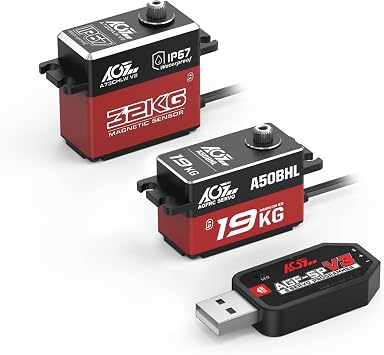 AGFRC A50BHL 19KG Low Profile Servo and A73CHLW V2 32KG Waterproof Coreless RC Servo