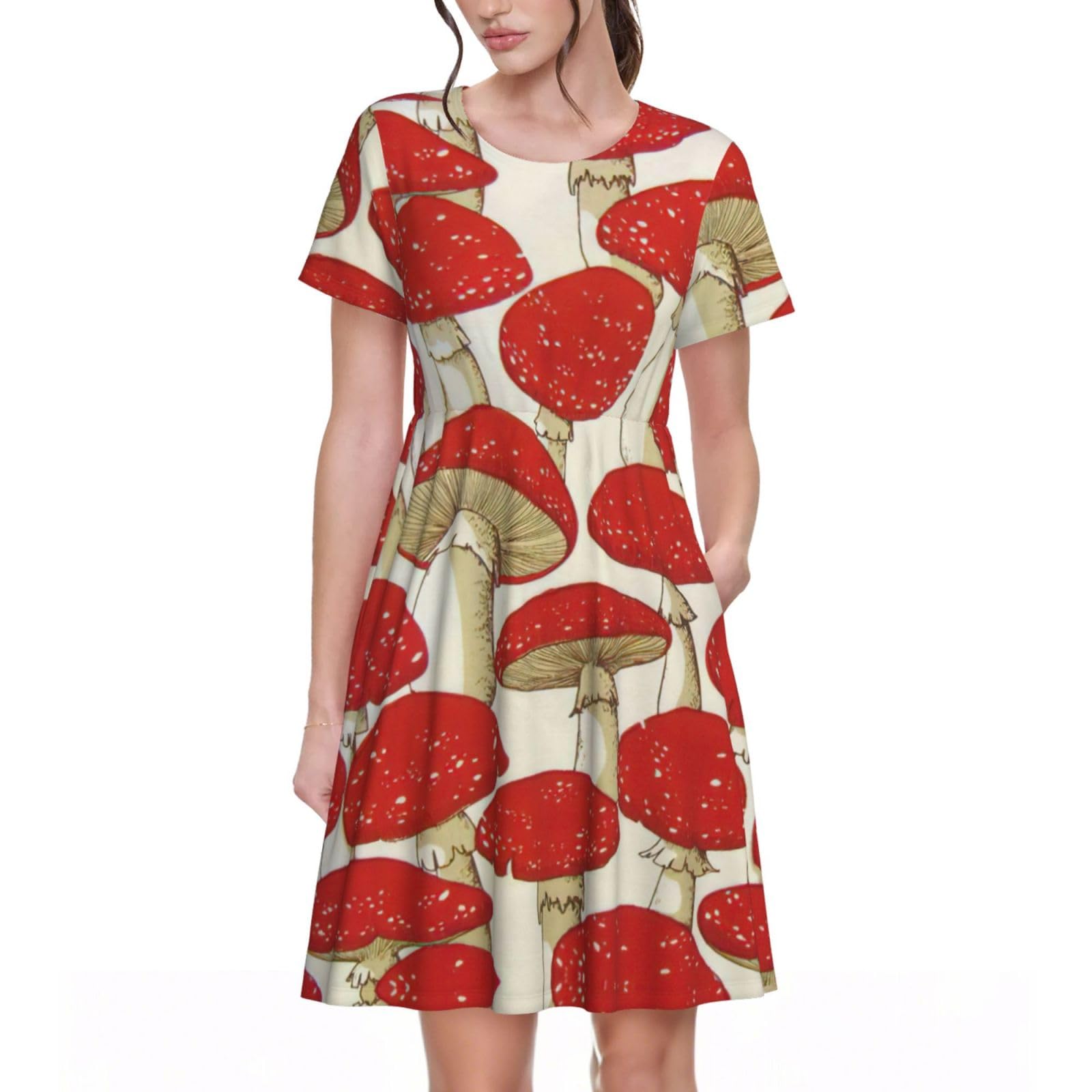 Robe d'été champignon au design graphique exclusif et coupe col rond - 8