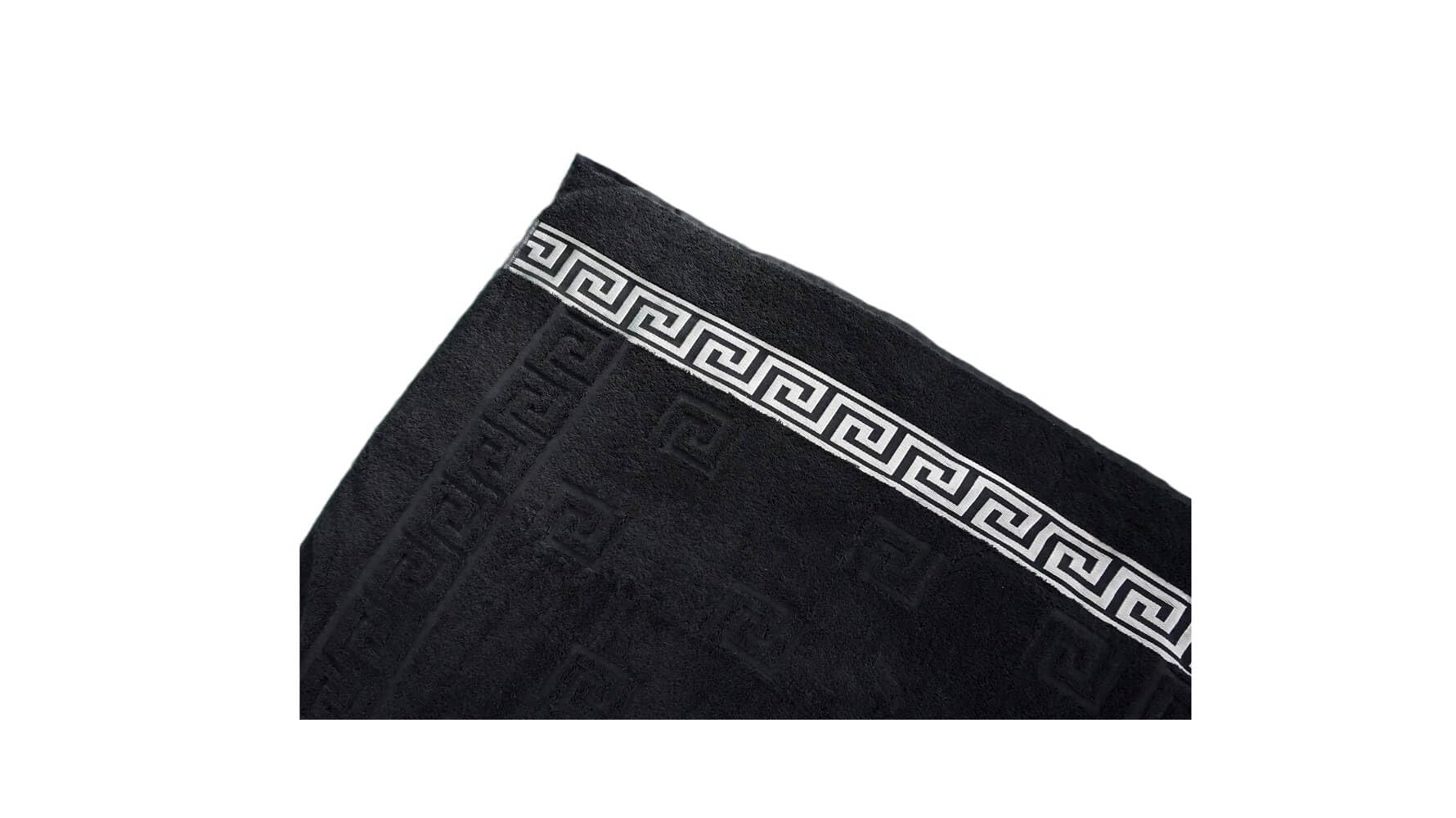 Arle-Living Lujosas toallas de invitados Medusa 30 x 50 cm 4 unidades algodón fino de rizo relieve plano cenefa plateada negro plata