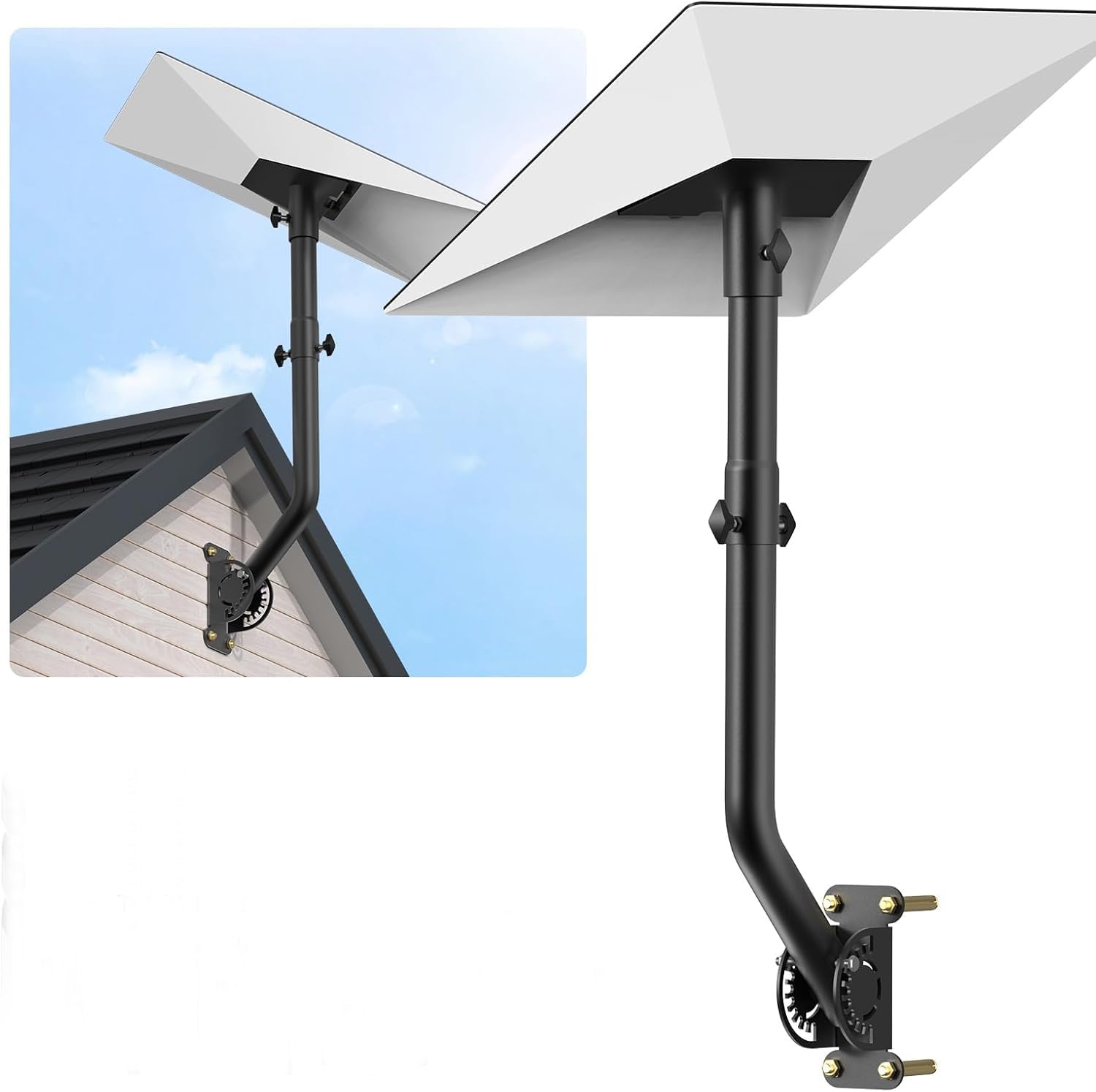 Zestaw aluminiowych adapterów do rur do montażu ściennego dla anteny Starlink Gen 3 Standard V3, w pełni regulowany uchwyt UB-AM z kątem 360°, montaż z długim słupem przedłużającym, zewnętrzna kotwica