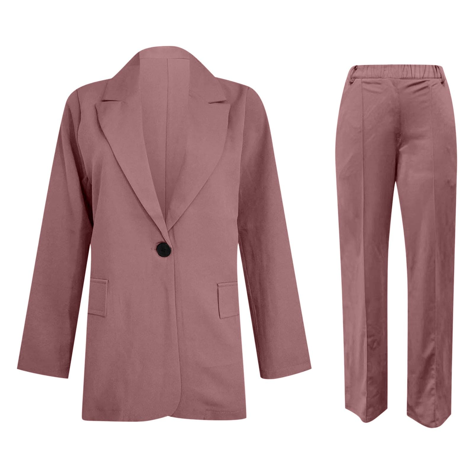Nuovo Prodotto categoria Women's Trousers Suit – Giacca e Pantaloni Professionali per Donna Vestito Due Pezzi Elegante Manica Lunga Pulsante Formale e Moderno, Rosa, XX-Large