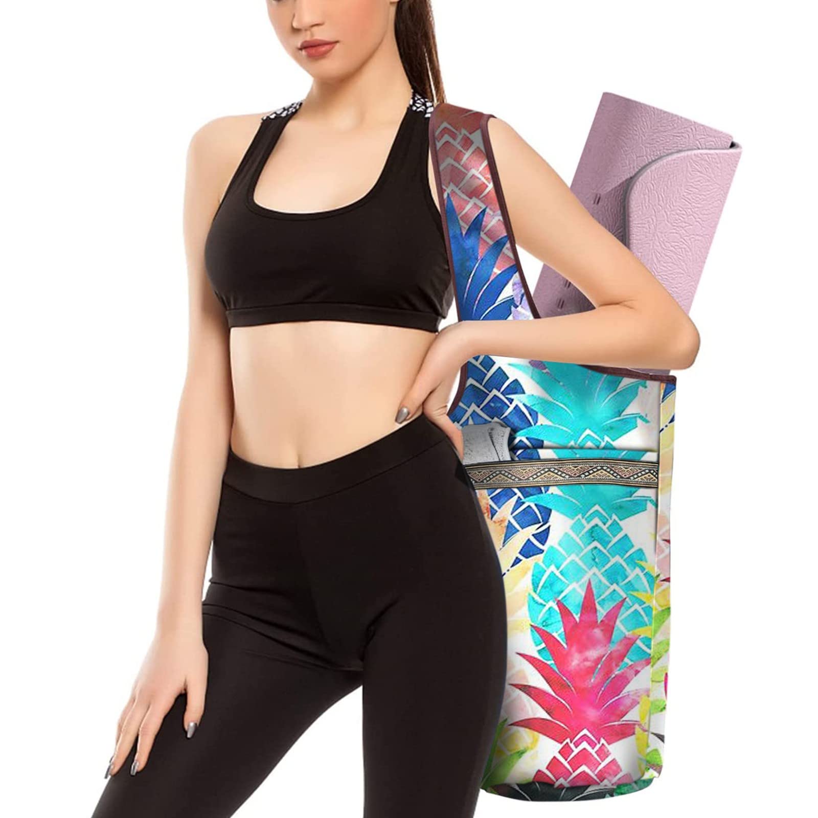 Sac à Bandoulière Pour Tapis De Yoga - Imprimé Décoratif, Grande Capacité, Polyvalent - 10
