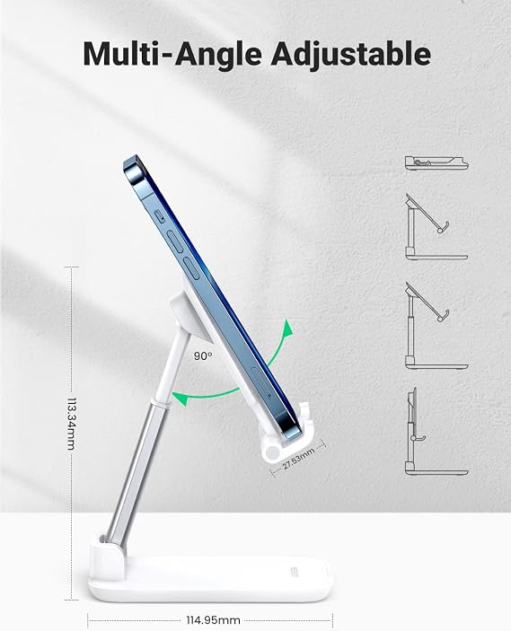 UGREEN Katlanabilir Telefon Tutacağı iPhone ile Uyumlu Galaxy Redmi Huawei (Beyaz)