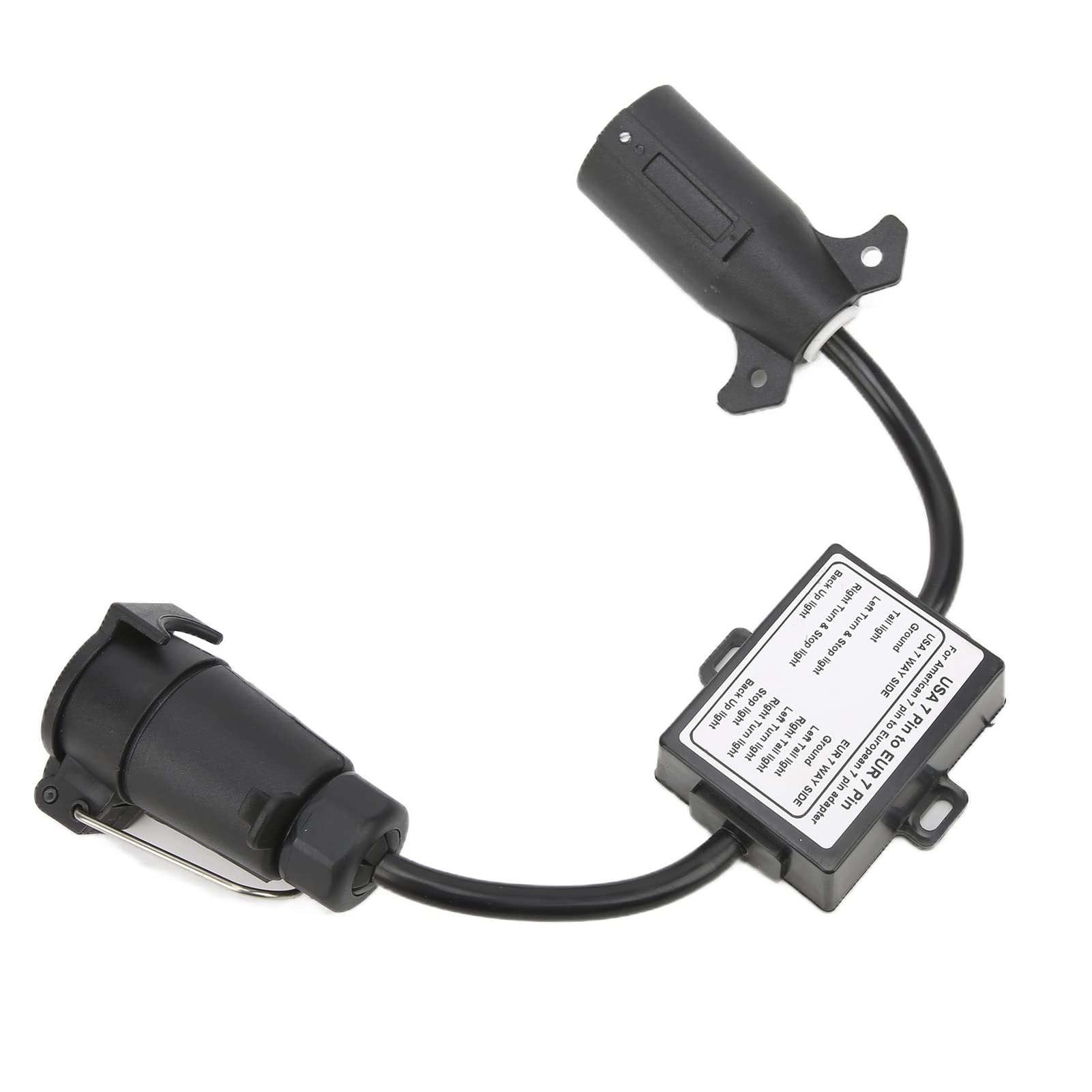 Adapter złącza przyczepy, 7-stykowe złącze płaskie na 7-stykową okrągłą wtyczkę, konwersja z USA na europejską dla przyczep kempingowych, łodzi i bagażników rowerowych