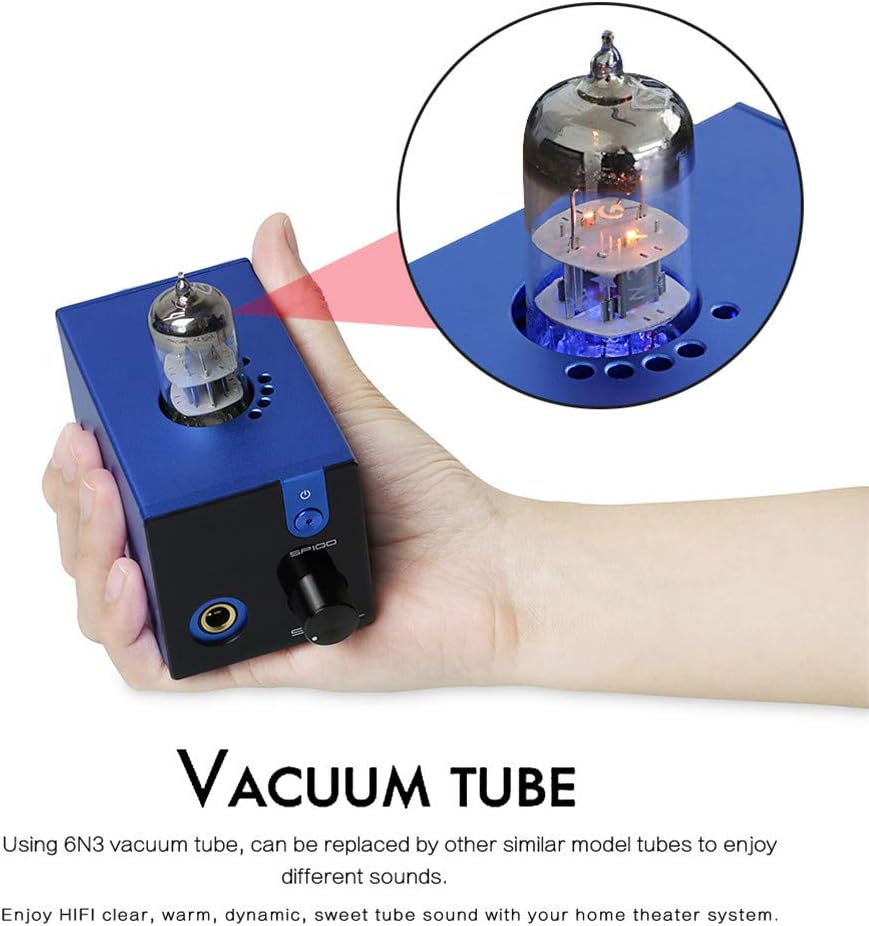 70% оƒƒ Evеrуthіng SMSL SP100 Vacuum Tube Headphone Amplifier Replaceable 6N3 Buffer HiFi Stereo Audio Desktop Amp Preamplifier Preamp (Blue)