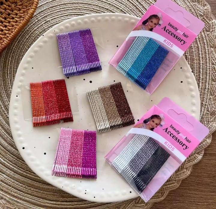 Multicolor Hair Clip Set for Girls & Women 72pcs | Non-Slip Hair Bobby Clips | Stylish Glitter Hair Accessories for Women and Kids | Korean Hair Clip, Cute Hair Clips, Fashion Clips for Girls, Daily & Party use Hair Accessories