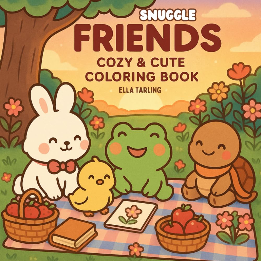 Snuggle Friends: A Cozy & Cute Coloring Book for Adults & Teens: Bold & Easy Hygge-Inspired Moments to Color