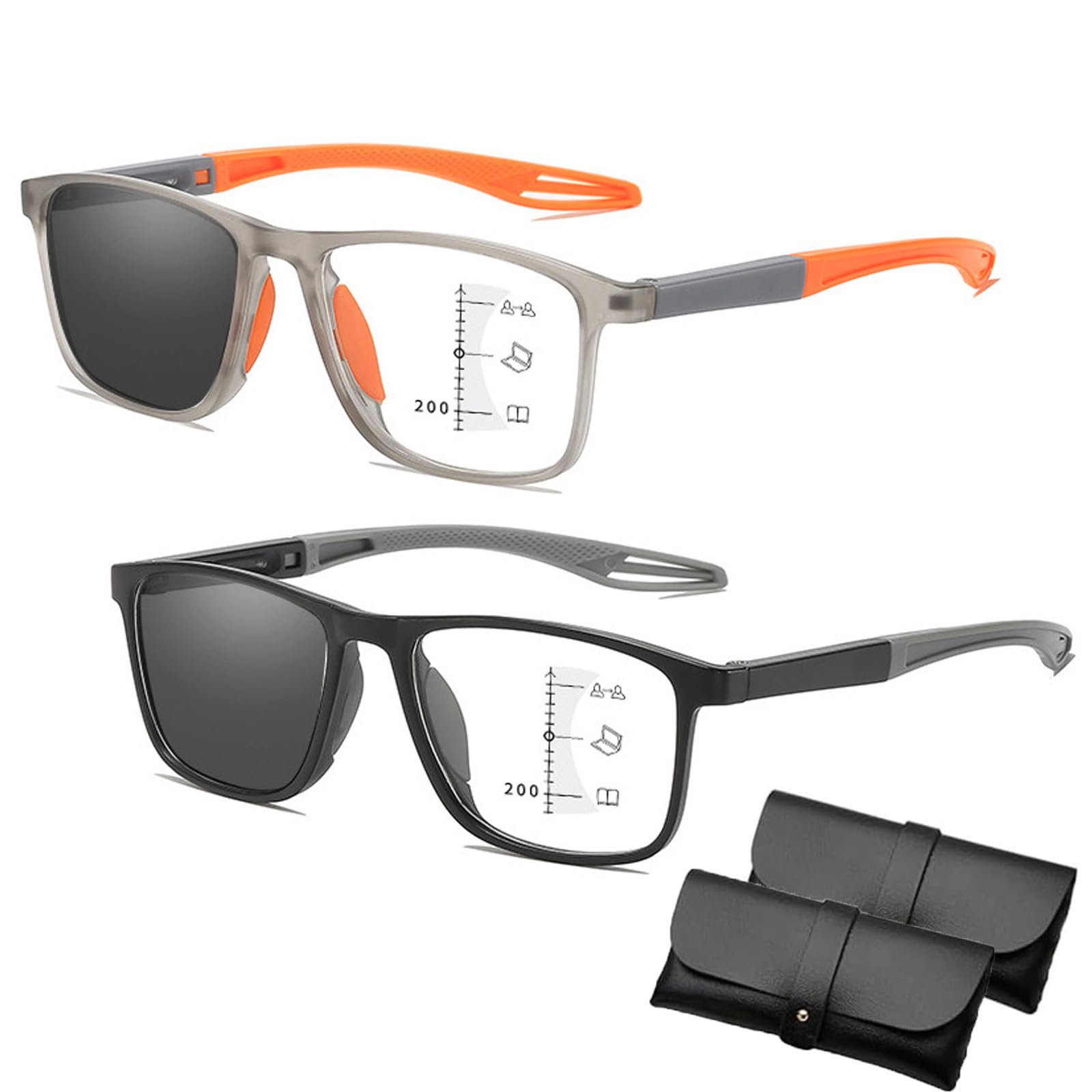 Pukmqu Men's 2Pcs-A Chromoscope. Reading Glasses, Sport Intelligent Photochromic Progressive Bifocal Presbyopia Glasses, Chromoscope Glasses (,+3.00)