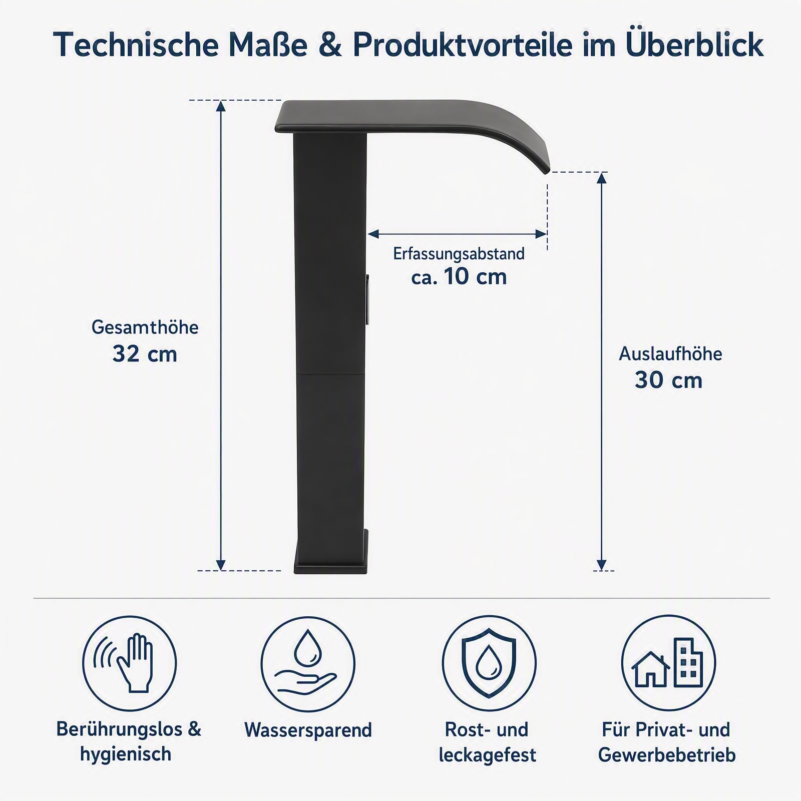 Rubinetto per lavabo, con sensore a infrarossi, per bagno, miscelatore automatico, senza contatto, con sensore, cromato nero