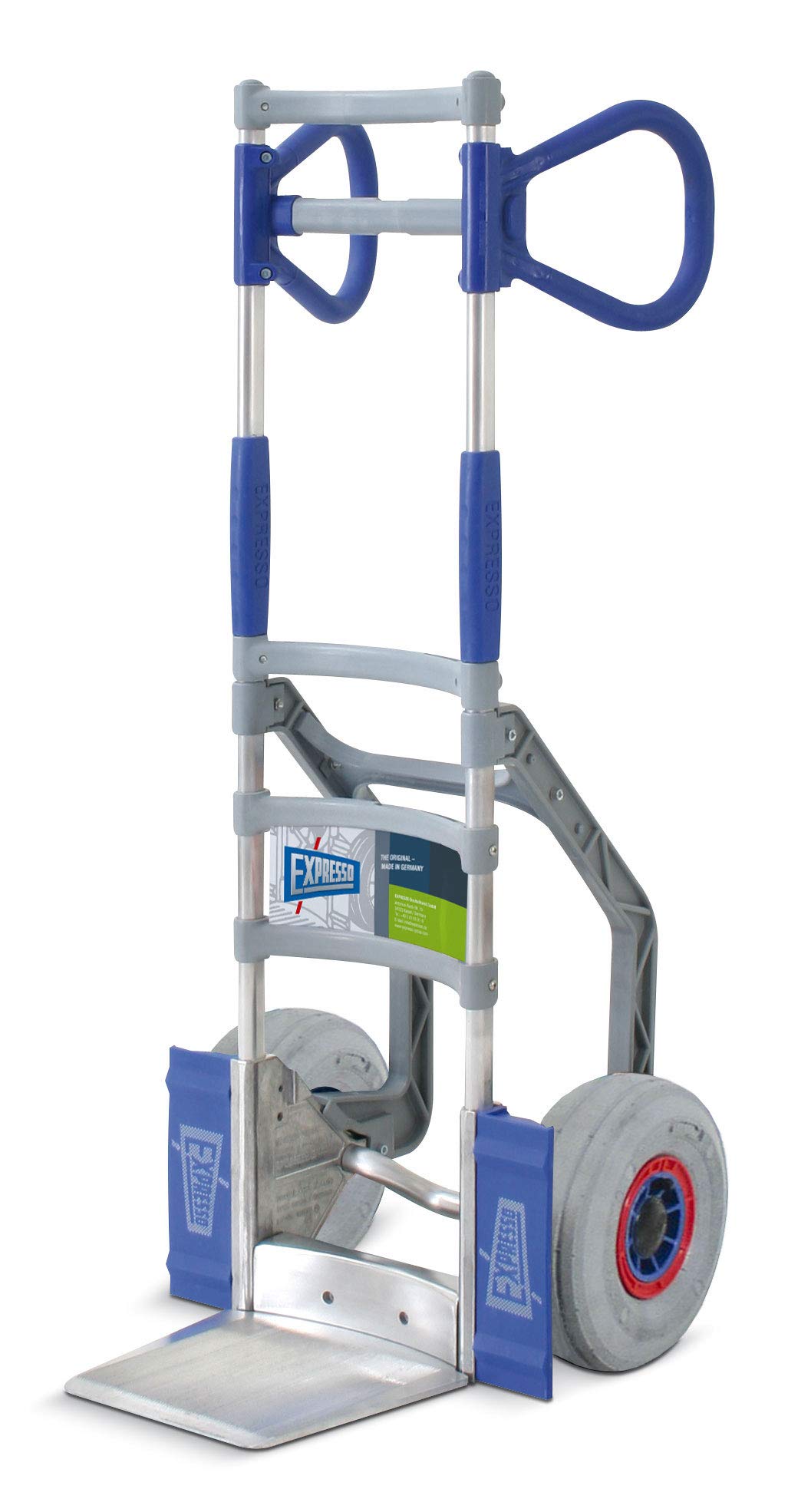 Vollmontierte EXPRESSO Alu Profi- Sackkarre klappbar / 120kg / graue Luftreifen für helle Böden / Schaufel L 24,5 x B 22 cm / AE27185123