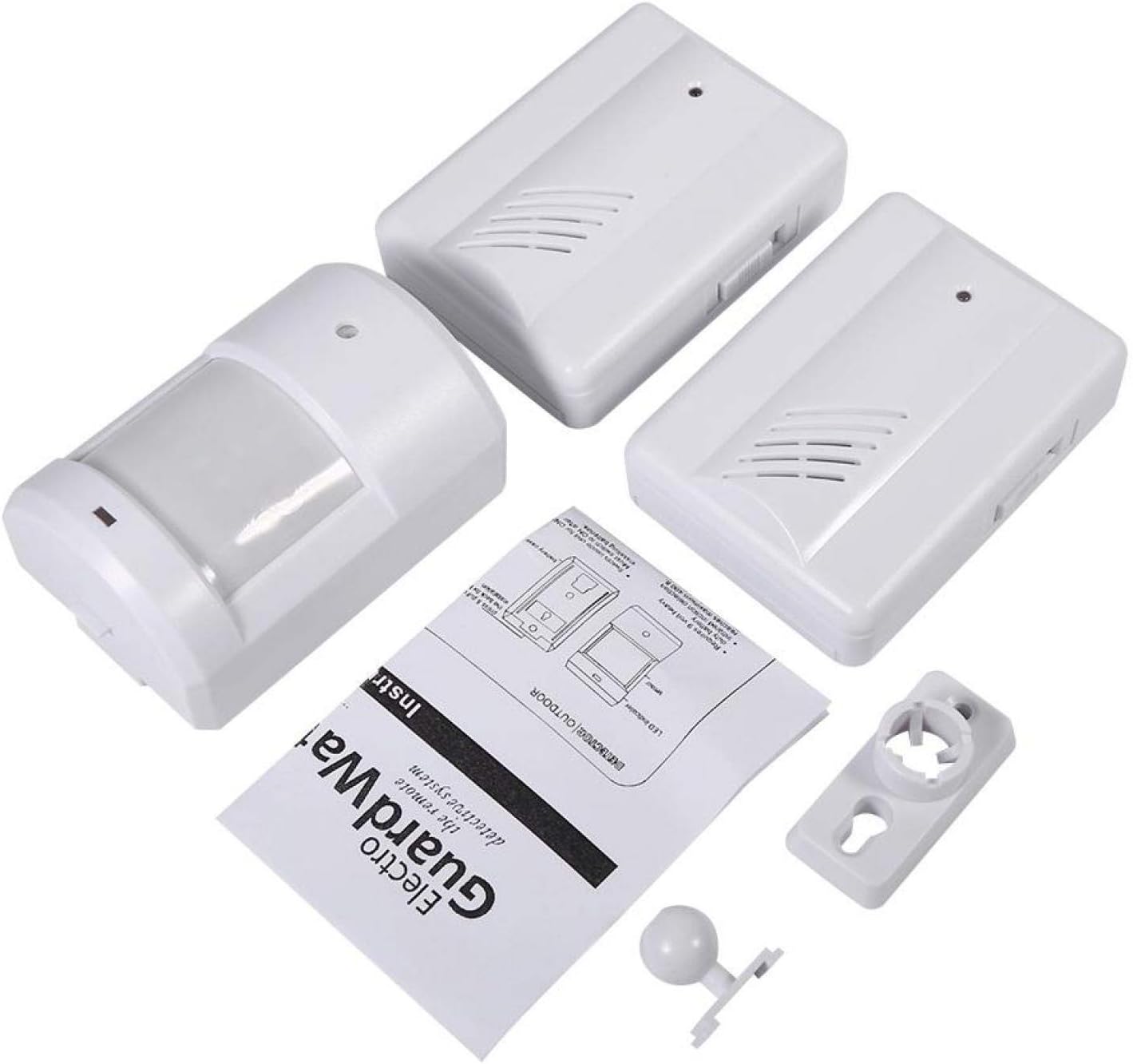 Timbre inalámbrico, Detector de Movimiento Sistema de Alerta por Infrarrojos Alerta inalámbrica Sistema Seguro Timbre de Alarma para Marco de Ventana de Puerta(Two for One)